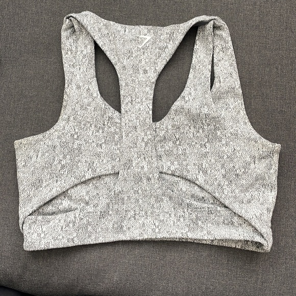 Gymshark Fluer Texture Sports Bra and Leggings. Color: Charcol Marl. Size: Small - Picture 2 of 2